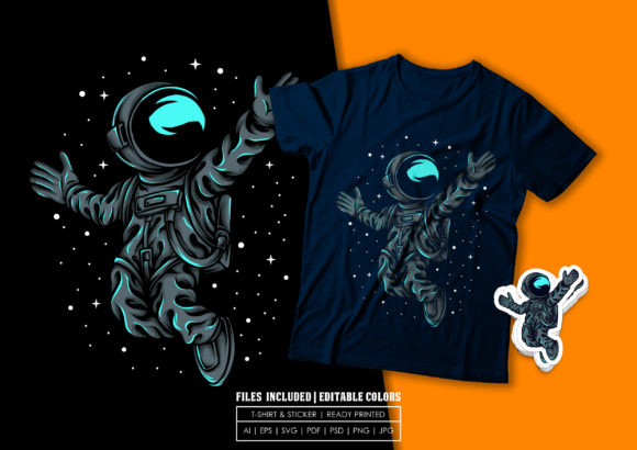 T-shirt Design - Hello Astronaut: Graphics & Print Templates