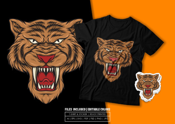 T-shirt Design - Roaring Tiger: Graphics & Print Templates