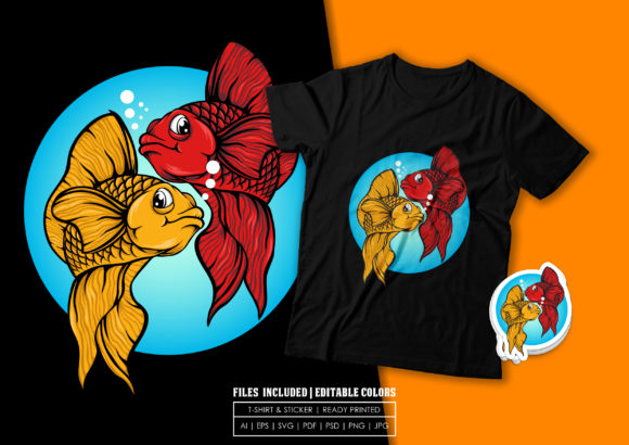 T-shirt Design - Siamese Fighting Fish Graphics